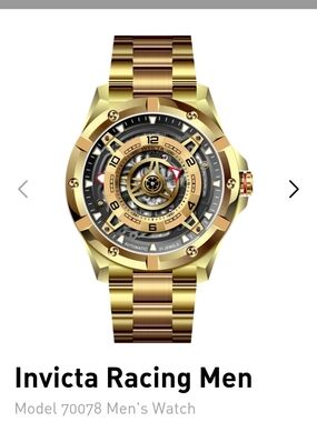 Invicta Gold and Black Skeleton Dial Men's Watch